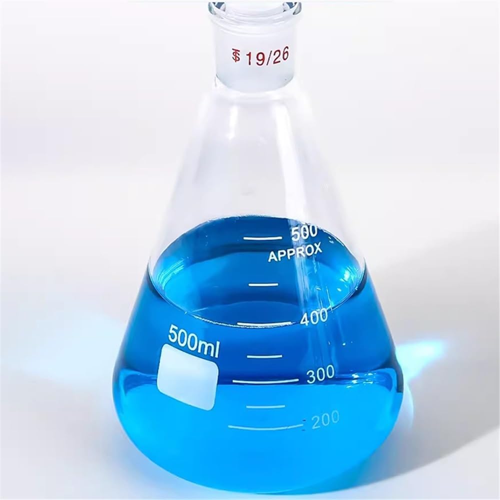 50 100 250 500ml Beuta di Erlenmeyer Bocca dritta Attrezzatura sperimentale 19/26 24/29 Resistente e riscaldabile(500ml mouth 24-29)