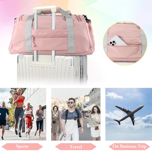 Image of PALAY Gym Bag Fashion Fitness Bag with Shoe Compartment Lightweight Duffle Shoulder Travel Multifunctional Travel Waterproof Day Pack Shoulder Yoga,Pink