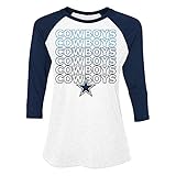 NFL Dallas Cowboys Womens Hailey 3/4 Sleeve T-Shirt, White/Navy, Large