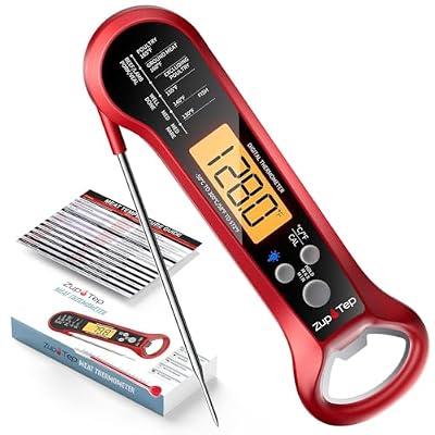 ZupTep Meat Thermometer Digital – Instant Read Food Thermometer for Cooking with Long Probe and Backlit Display, Fast Accurate Temperature for Grill, BBQ, Smoker, Candy, Kitchen Essentials