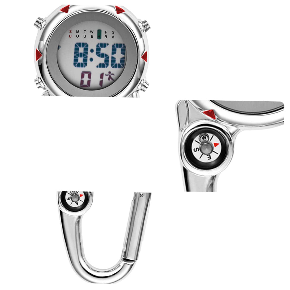 LIFKOME 3stücke Unisex Karabineruhr Aus Edelstahl Mit Quarzwerk Multifunktionale Uhr Für Outdoor-aktivitäten Langlebig Und Stilvoll Für Bergsteigen Und Wandern