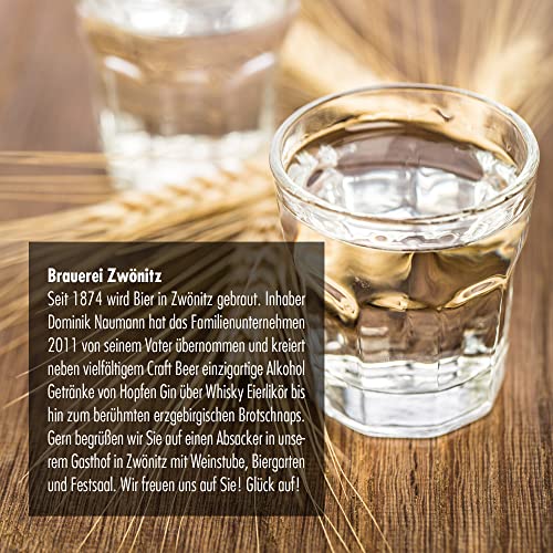 Brauerei Zwönitz Erzgebirgischer Brotschnaps Geschenkset/Alkohol Geschenk Set aus Brotschnaps 0,5l und zwei passenden… – Bild 5