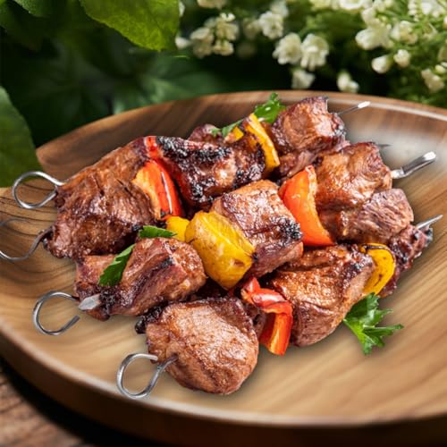 Ruayia Grillspieße, 20 Stück BBQ Spieß Edelstahl, 20CM Schaschlikspieße Edelstahl, Fleischspieße Spieße, Wiederverwendbare BBQ Grillen Grillzubehör ideal zum Fixieren von Garnelen