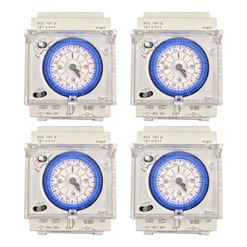 Uikdjgu 4X Interruptor Temporizador Mecánico AnalóGico 110V-220V 24 Horas Programable Diariamente 15 Minutos ReléInterruptor de Tiempo de Ajuste SUL181D