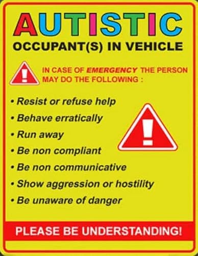 H&S Autistic Occupant in Vehicle - Sticker Decal Autism Awareness | Car | Truck | Window | Any Smooth Surface Size: 5\"