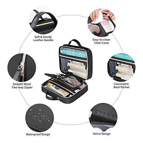 Dimj Cosmetic Bag, Travel Makeup Bag Double-Sided Makeup Case Organizer With Zipper Portable Artist Storage Bag Storage Case For Cosmetics, Brushes, Toiletry (Black) #TOP1