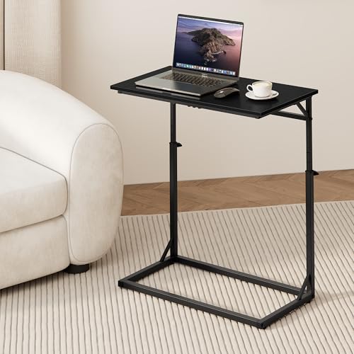 Vagusicc C Shaped End Table, 33"Tall Side Table for Couch, C-Table Sofa Table Adjustable Height Side Table, Large Surface Slide Under Couch Table, Coffee Table TV Tray for Living Room, Bedroom, Black by Vagusicc - Used condition - Image 2
