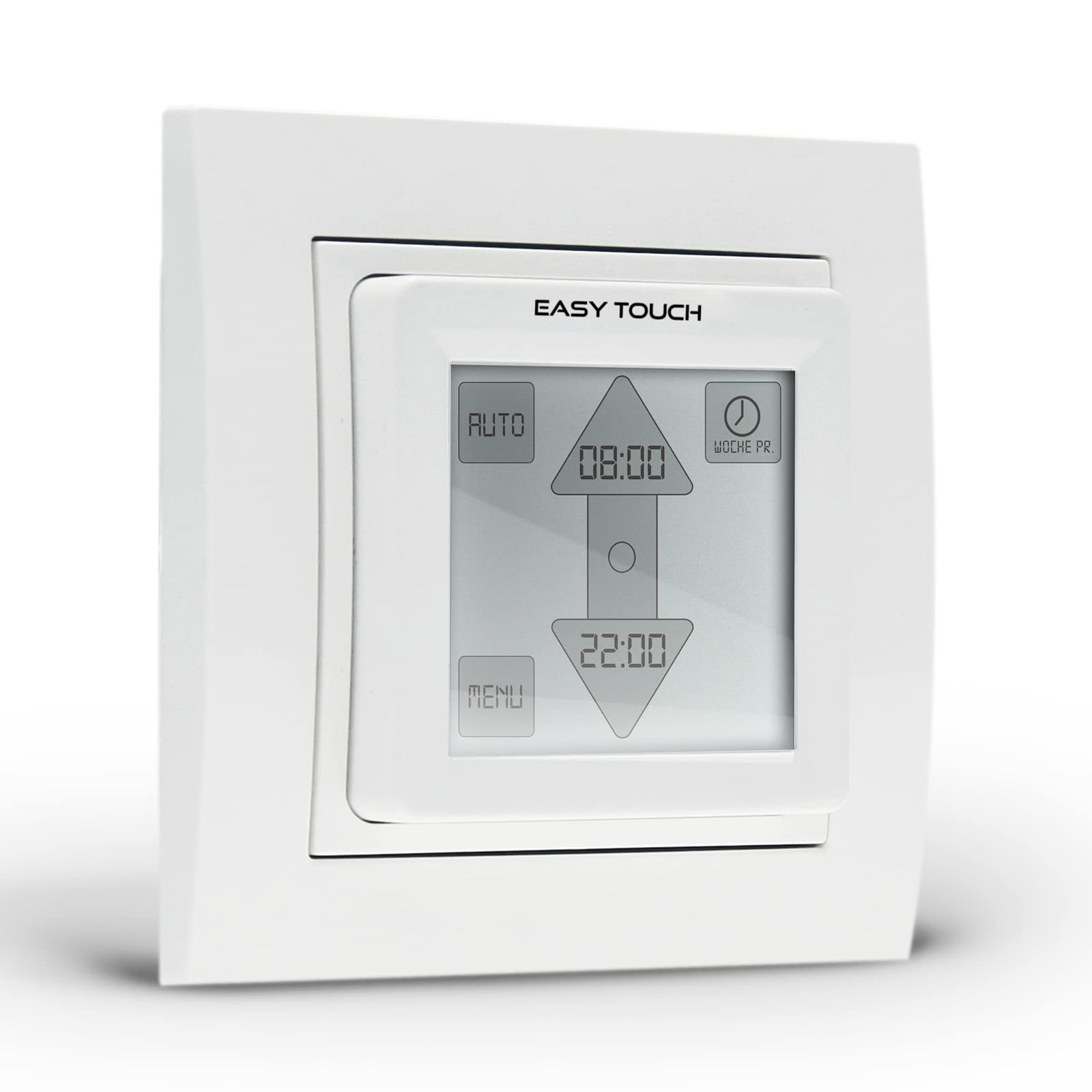 NOBILY Rolladen Zeitschaltuhr Easy Touch ultraweiß, Rollladenzeitschaltuhr mit Touchscreen im Breitformat, Sonnen- und Dämmerungssensor anschließbar
