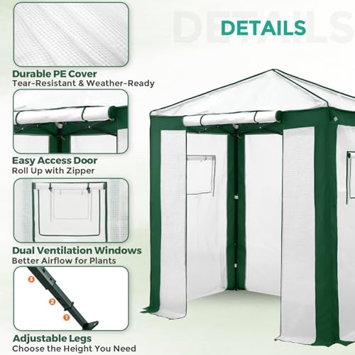 Image of EAGLE PEAK 6x4 Walk in Pop Up Greenhouse, Green /White