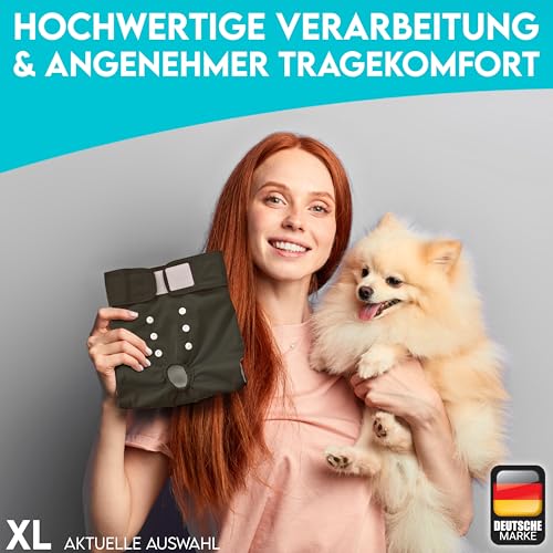 HUND IST KÖNIG Hundewindeln für Hündinnen (3 Stück) - Hochabsorbierende Läufigkeitshose für Hündinnen mit 3-Fach Justierung - Umweltfreundliche Hunde Windeln, Hundehöschen Läufigkeit & Inkontinenz