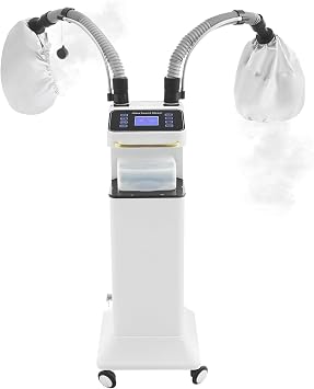 Multifunctional Nano Hair Steamer Machine, 650W Professional Micro Mist Salon Processor 2 Vaporizing Caps for Hair Deep Care Repair Salon Spa Without Damage White-1