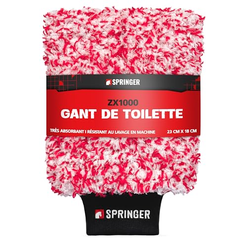 Springer ZX1000 Gant de Lavage en Microfibres - Anti-Rayures et Doux pour Les Surfaces de Voiture - Très Absorbant pour Tous Les Véhicules