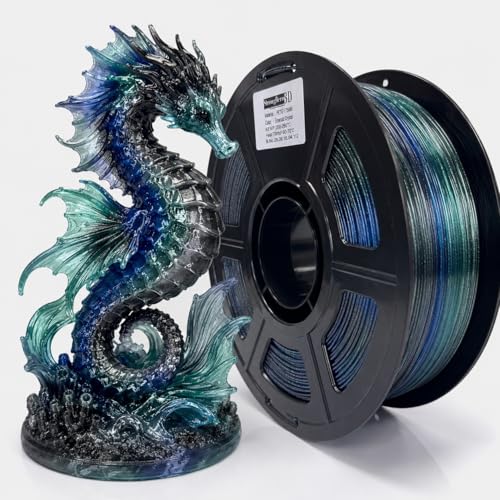 Image of PETG 3D Printer Filament 1.75mm,Emerald Crystal,Green Blue Black Silver,Galaxy Glitter Sparkling,Translucent,Multi Color Gradient Color Change,Net Weight 1kg(2.2lbs)