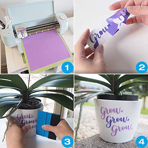 Kassa Vinyl Bundle - 30 Htv Heat Transfer Vinyl Sheets, 60 Permanent Adhesive Vinyl Sheets & Transfer Paper Tape (12 Feet) #TOP6