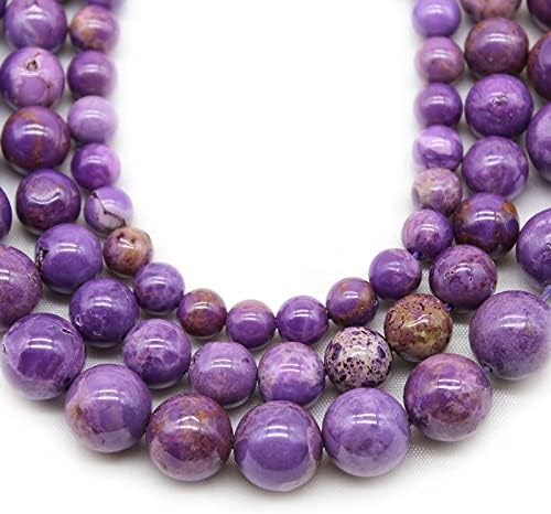 Natural Stone Purple Sugilite Round Loose Spacer Beads for Jewelry Making DIY Bracelet Strand 15" 6 8 10 12mm Pick Size Handmade Crafts (Color : Purple, Item Diameter : 10mm Approx 38beads)