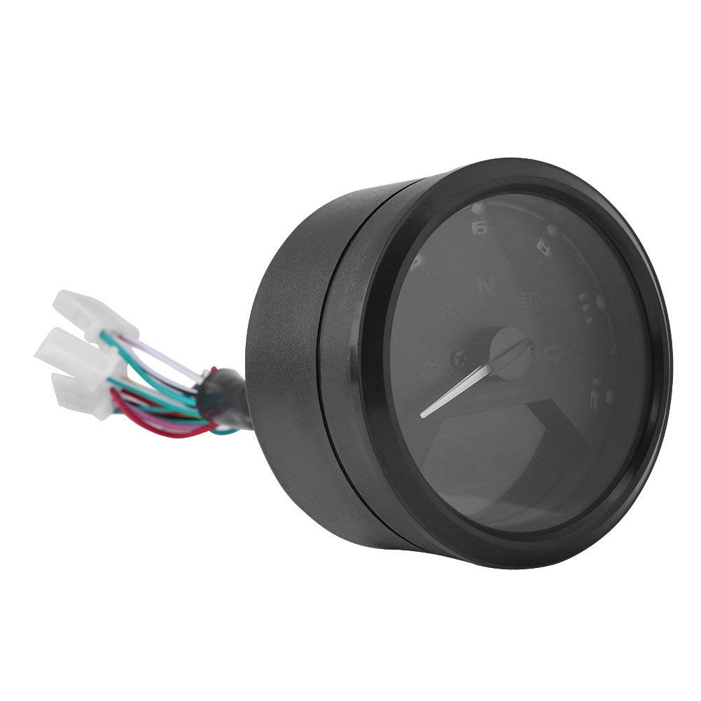 Aramox Compteur de Vitesse Numérique LCD 12000RPM, Tachymètre Odomètre pour Moto Scooter ATV, 12V DC, Noir, 93mm Diamètre, Affichage 0-199km/h