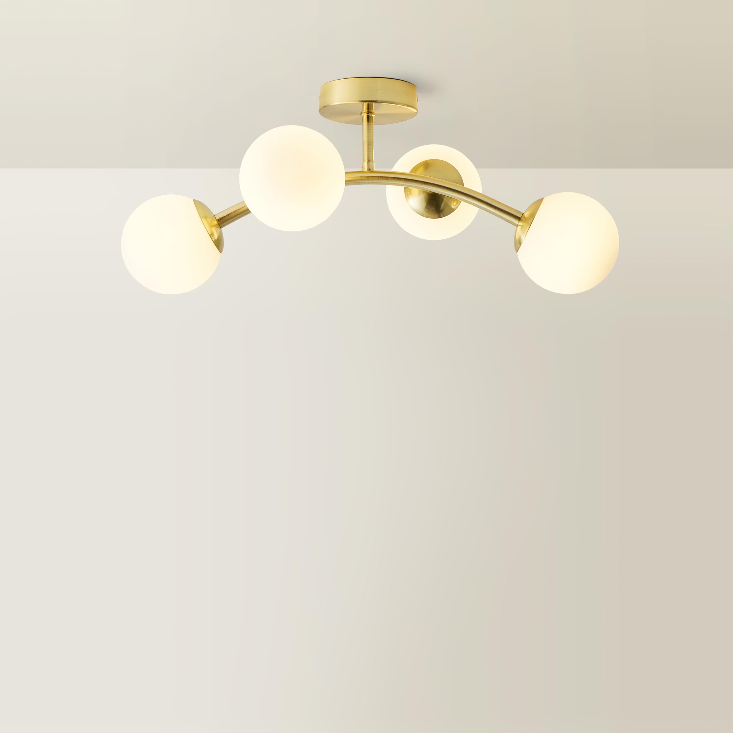 Valuelights Gold Jas 4 Way Ceiling Light With Opal White Frosted Glass Globe Shades In
