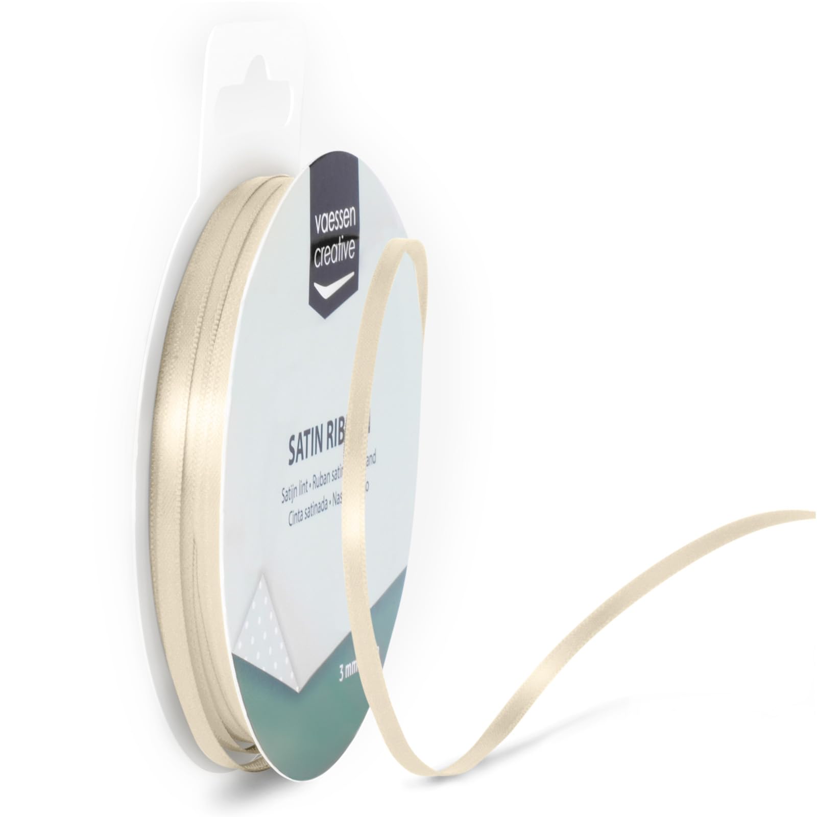 Vaessen Creative Ruban de Satin Double, Ivoire, 3mm, 10m