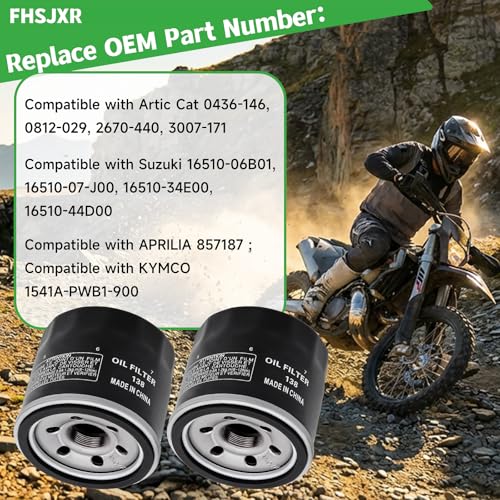 Image of Oil Filter Compatible with Arctic Cat 400 350 500 450 550 650 700 1000 H1 TRV TBX Alterra Prowler Wildcat Aprilia RSV4 Tuono V4 660 Kymco MXU UXV 450I Replace 0436-146(2 PCS)