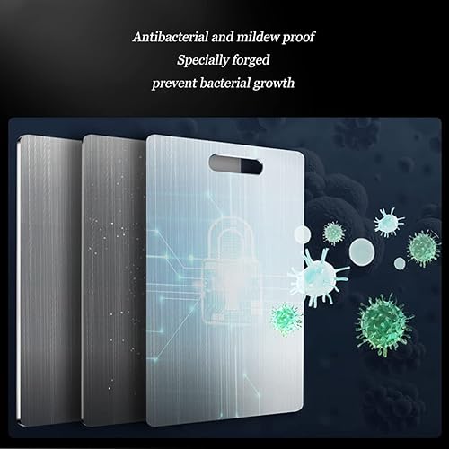 Miniatura 4 de USZWBY Thickened Cutting Board Stainless Steel Cutting Board Household Cutting Board Large Cutting Board Fruit Cutting Board,Silver-30 *