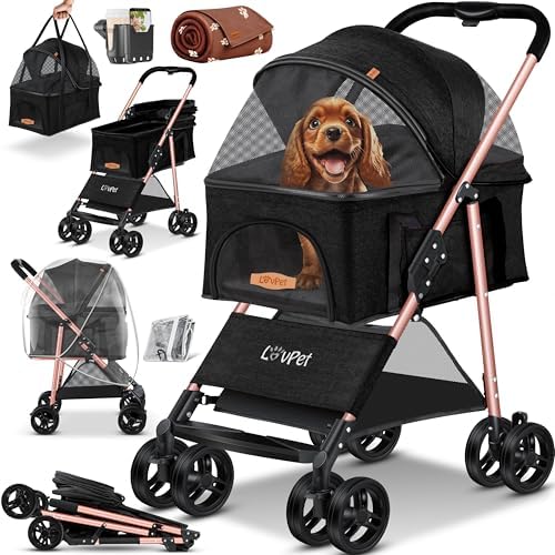 LOVPET 2 in 1 Dog Stroller, Carry Bag, Foldable up to 20 kg, with...