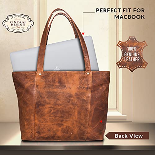 Genuine Leather Crossbody Handbag For Women - Shoulder Bag For Womens Handmade By Valenchi (Vintage Cognac) #TOP1