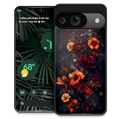 TAMEFOX Compatible with Google Pixel 10/10 Pro Case,Slim Soft Shockproof TPU Women Girls Boys Protective Cover Case for Google Pixel 10/10 Pro-Dark Gothic Floral
