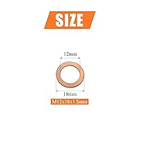 Vista 2 de Anillo de sellado de cobre para arandela plana M12, 0.472 in ID 0.709 in OD 0.059 in de grosor, junta de sellado métrico, 50 piezas