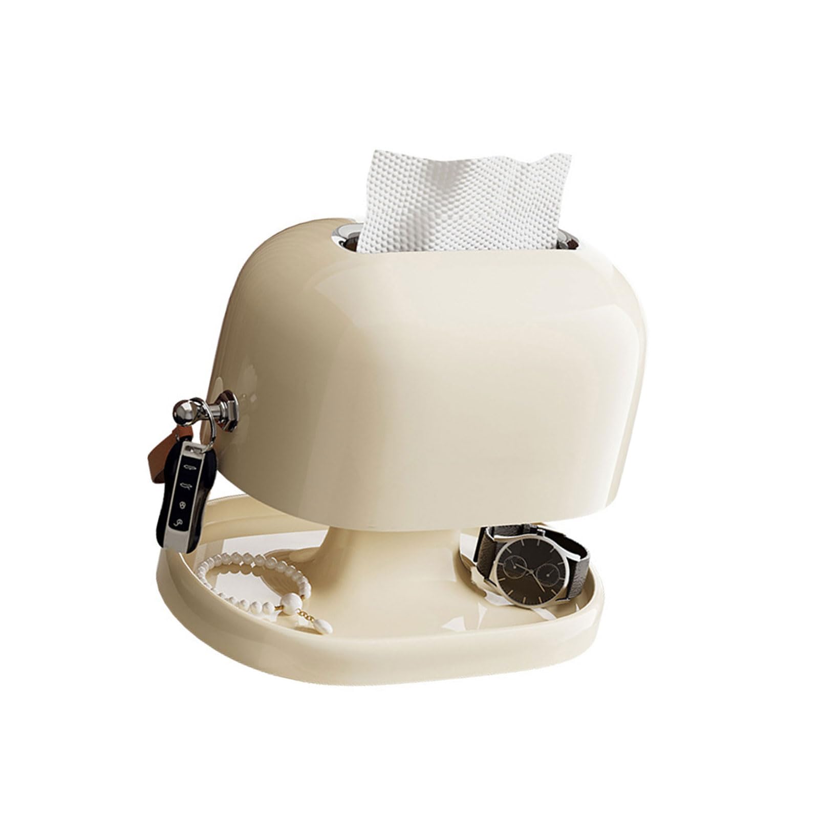 Modern Tissue Holder with Storage Tray Efficient Napkin Storage Box Desktop Decoration Home Organization Accessories Space Saving