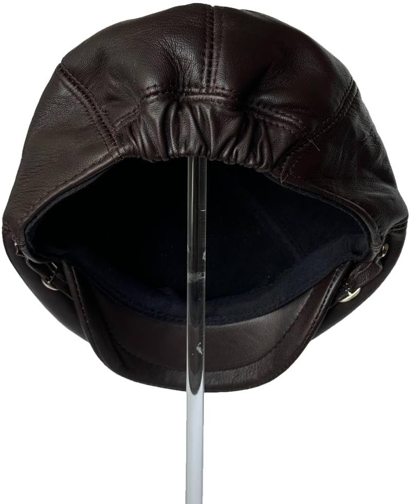 Men's Leather Newsboy Cap Cabbie Beret Real Leather Flat Hat Vintage Style Ascot Hat - Image 6