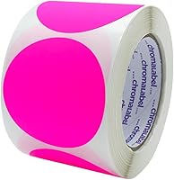 Vista 1 de ChromaLabel Etiqueta redonda de 3 pulgadas con código de color extraíble, alta visibilidad para inventario de almacén, 500 etiquetas por rollo, rosa