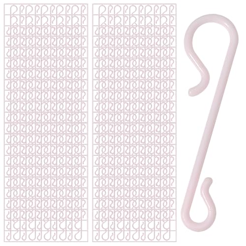 DIMUGE 400PCS Plastic Pink Christmas Tree Ornament Hooks Mini Hangers Accessories for Xmas Tree, Home Decoration and Christmas Wreath.