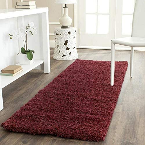 Image of Handwoven Microfibre 3D Rug for Living Room (Maroon, 2 X 8 Feet (Runner), Microfibre)