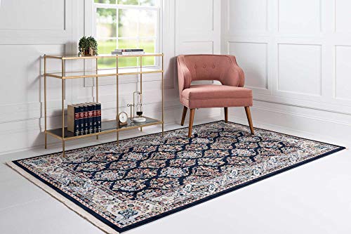 Tapete decorativo rectangular 245x305 cm azul y beige miniatura 2