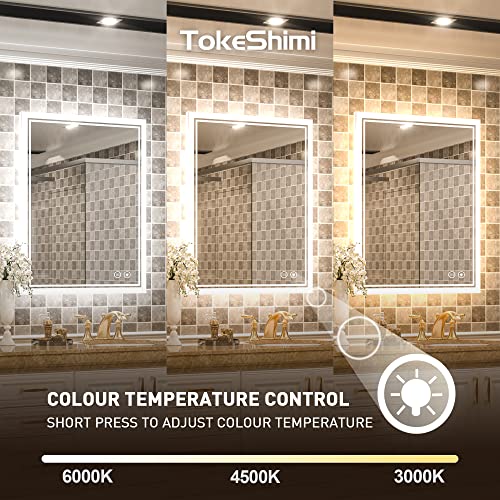 Tokeshimi Led Bathroom Mirror With Lights 36 X 28 Inch Frontlit And Backlit Decor 3-Color Vanity Make-Up Mirror With Light Anti-Fog & Dimmer Touch Switch Adjustable Lights Mounted Fashion Waterproof #TOP4