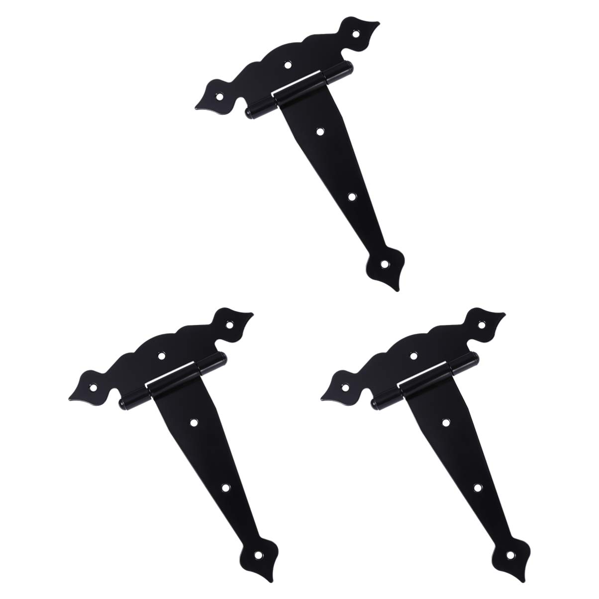 Nvsfzgiyg Nero Black Decor Kitchen Cabinet Hinges 3Pcs T Shape Heavy Duty Hinge Rustproof Rustic Door Barn Iron Wrought Hardware 5 Inch(20X15x3cm)