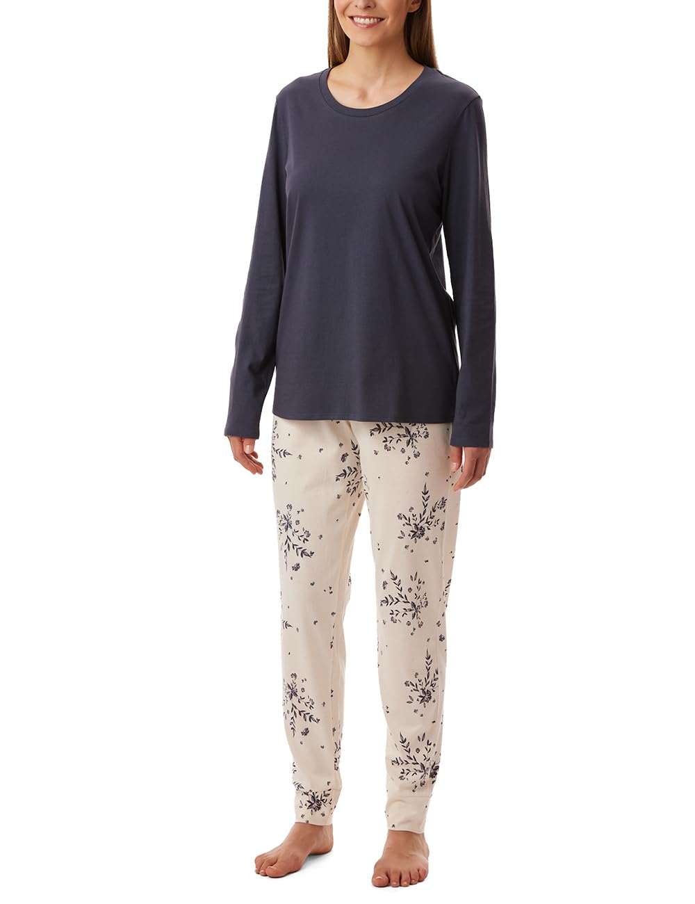 Uncover by Schiesser Damen Uncover By Schiesser Damen Schlafanzug Set Shirt Langarm mit Langer Schlafhose - Nachtwäsche Pyjamaset (1er Pack)