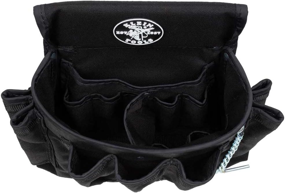Klein Tools 5719 Tool Pouch, Powerline Series Utility Pouch Fits Tool Belts up to 2.5-Inch, Strong Rivet Reinforced Stitching, 18-Pocket - Image 10