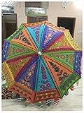 Sombrilla decorativa de jardín fabricada en la India con bordado colorido