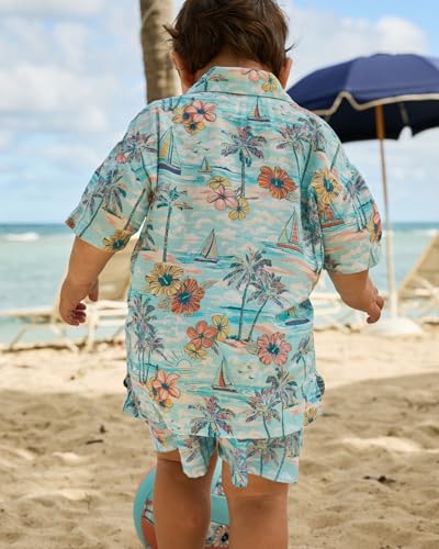 Boy's Hawaiian Shirt, Toddler Boy's Short Sleeve Button-Down Shirt, Soft Rayon, Regular and Relaxed Fit3