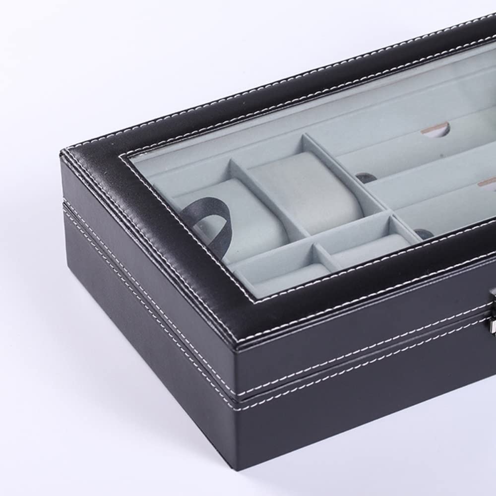 XBTGS Aufbewahrungsbox mit mehreren Fächern, für Uhren, Brillen, Schmuck, Armbänder, Präsentationshalter