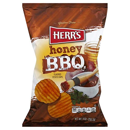 Herr's Honey BBQ Potato Chips 9 oz Bags Pack of 9
