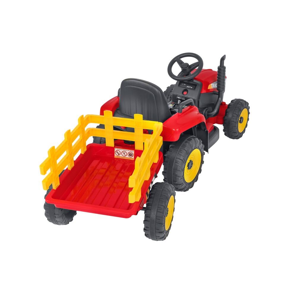 Tractor eléctrico Rojo R/C 12 V 2,4 GHz con reasa