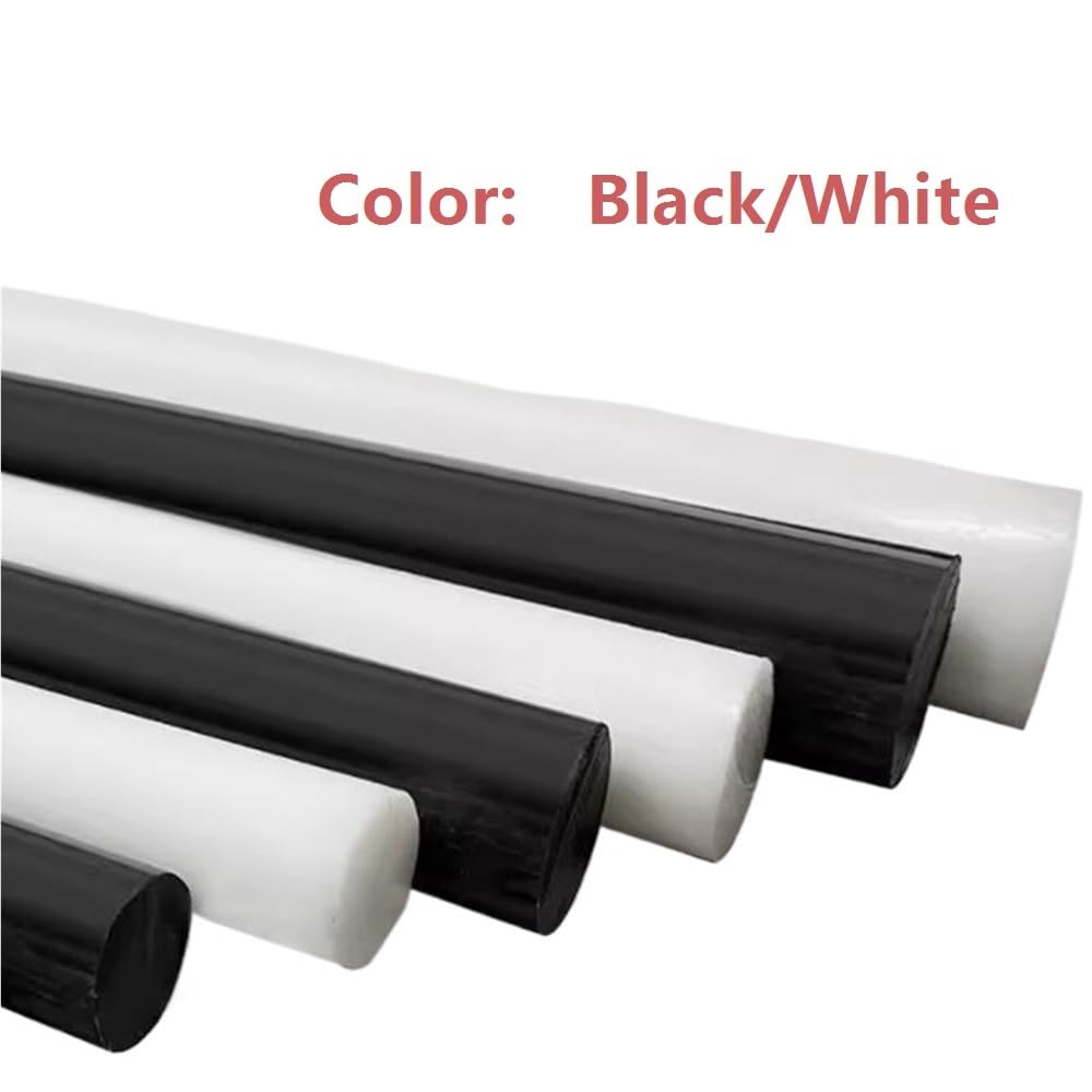 2 varillas de POM negras/blancas, longitud 500 mm, barras redondas de plástico de polioximetileno de alta durabilidad for modelismo.(Black,8mm)