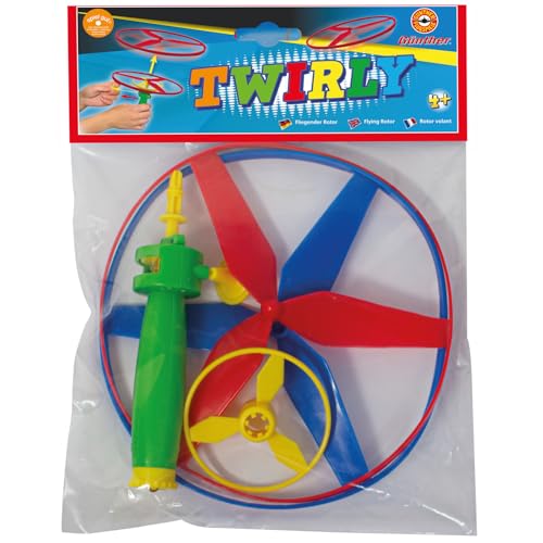 GÜNTHER FLUGSPIELE 1682 - Propeller Spielzeug Twirly, ca. Ø 19 cm, Fliegender Rotoren in 3 Farben, für Kinder ab 4 Jahren, inkl. Startergriff
