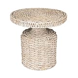 Bloomingville Hand-Woven Water Hyacinth Table, Whitewashed