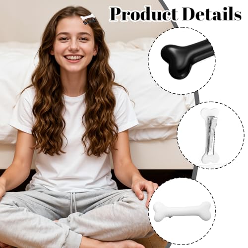 10 Pinzas para cabello hueso de resina blanco y negro miniatura 3