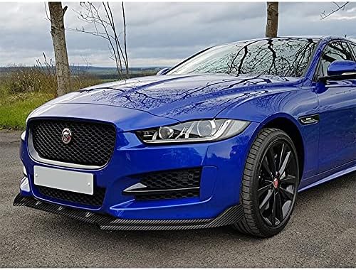 5pcs Combo Front Bumper Body Kit Lip + Side Skirt Extensions Diffuser Compatible with 2016-2019 Jaguar XE 2017 2018 (Painted Carbon)