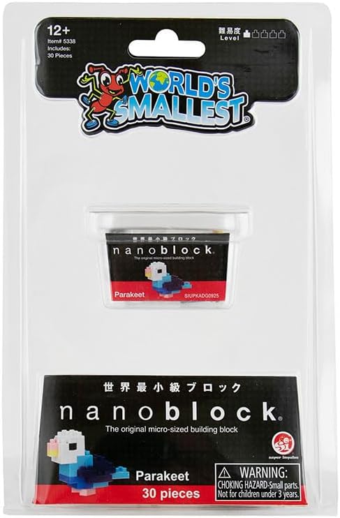 World's Smallest Nanoblock Parakeet, Miniature Kit with Micro Building Blocks, Mini Toy Collectible Set, 30 Pieces, Ages 12 and Up image 5