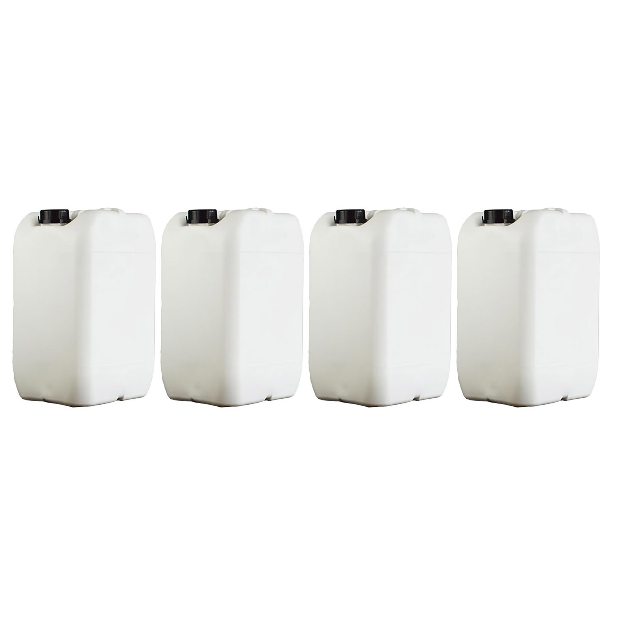 Itp Packaging White 4 Pack 25 Litre Plastic Jerry Can With Tamper Evident Cap, Stackable, Reuseable, Ideal For Water Storage For Camping And Caravanning (White)